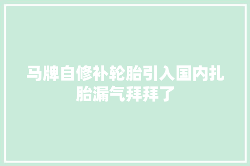 马牌自修补轮胎引入国内扎胎漏气拜拜了 汽车知识