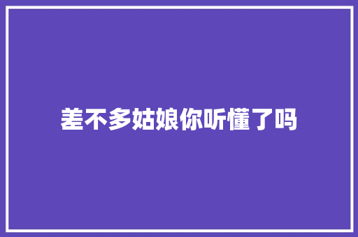 差不多姑娘你听懂了吗