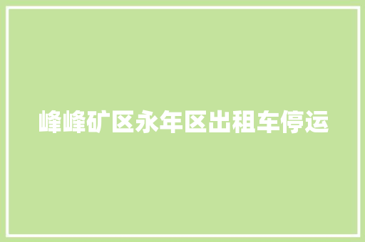 峰峰矿区永年区出租车停运