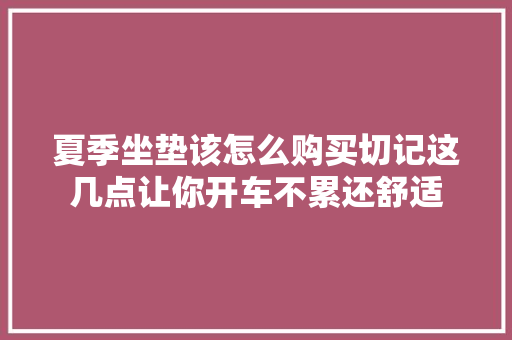 夏季坐垫该怎么购买切记这几点让你开车不累还舒适