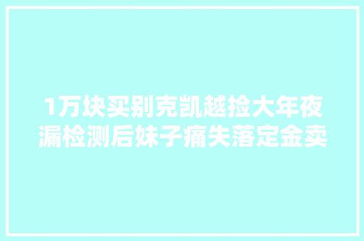 1万块买别克凯越捡大年夜漏检测后妹子痛失落定金卖家来起诉我