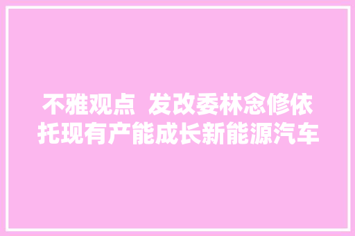 不雅观点  发改委林念修依托现有产能成长新能源汽车整治违规项目