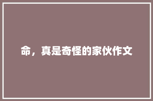 命，真是奇怪的家伙作文