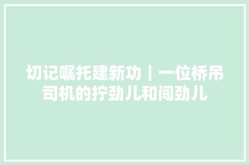 切记嘱托建新功｜一位桥吊司机的拧劲儿和闯劲儿