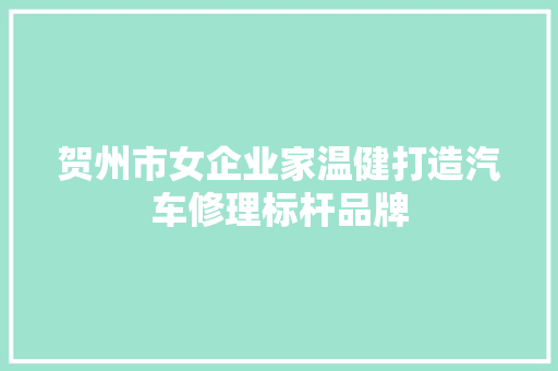 贺州市女企业家温健打造汽车修理标杆品牌