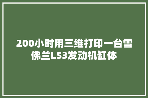 200小时用三维打印一台雪佛兰LS3发动机缸体