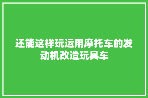 还能这样玩运用摩托车的发动机改造玩具车