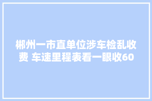 郴州一市直单位涉车检乱收费 车速里程表看一眼收60元