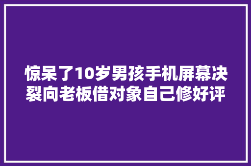 惊呆了10岁男孩手机屏幕决裂向老板借对象自己修好评论炸锅