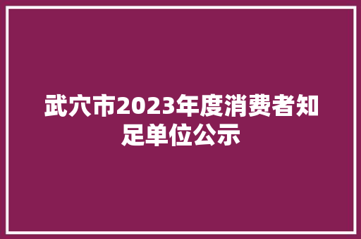 武穴市2023年度消费者知足单位公示