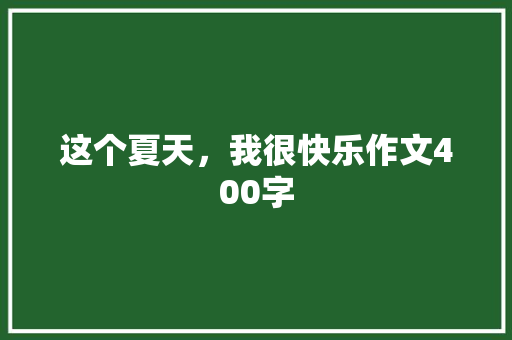这个夏天，我很快乐作文400字