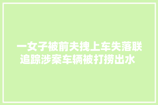 一女子被前夫拽上车失落联追踪涉案车辆被打捞出水 岸边创造一封遗书