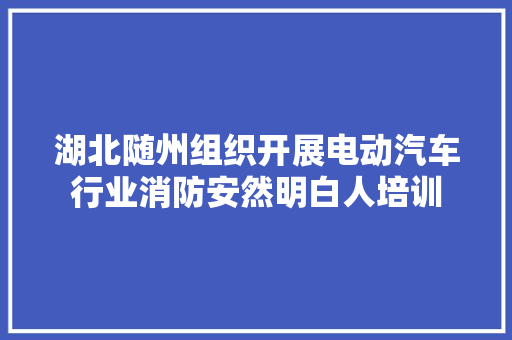 湖北随州组织开展电动汽车行业消防安然明白人培训