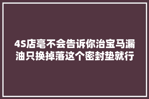 4S店毫不会告诉你治宝马漏油只换掉落这个密封垫就行才几百块