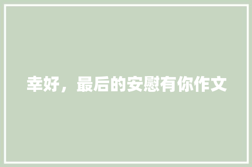 幸好，最后的安慰有你作文