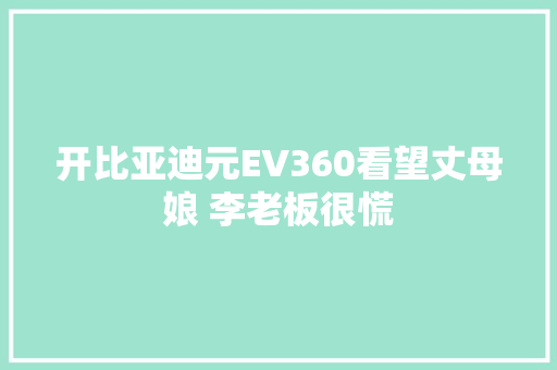 开比亚迪元EV360看望丈母娘 李老板很慌 汽车知识