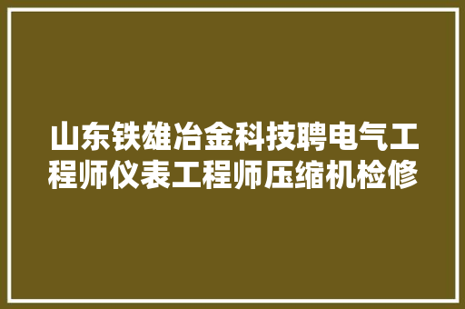 山东铁雄冶金科技聘电气工程师仪表工程师压缩机检修工程师