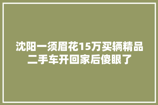 沈阳一须眉花15万买辆精品二手车开回家后傻眼了