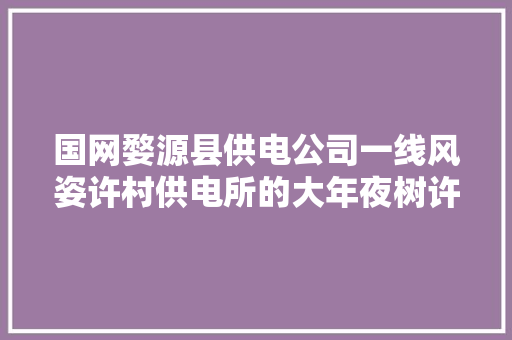 国网婺源县供电公司一线风姿许村供电所的大年夜树许金胜