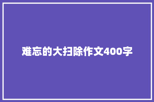 难忘的大扫除作文400字