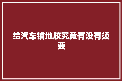 给汽车铺地胶究竟有没有须要