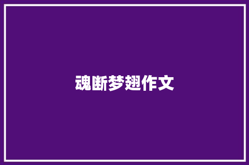魂断梦翅作文