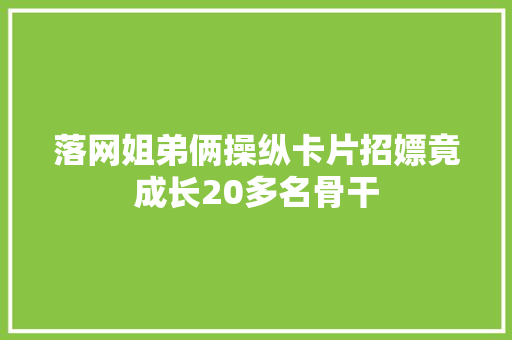 落网姐弟俩操纵卡片招嫖竟成长20多名骨干
