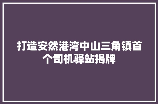 打造安然港湾中山三角镇首个司机驿站揭牌