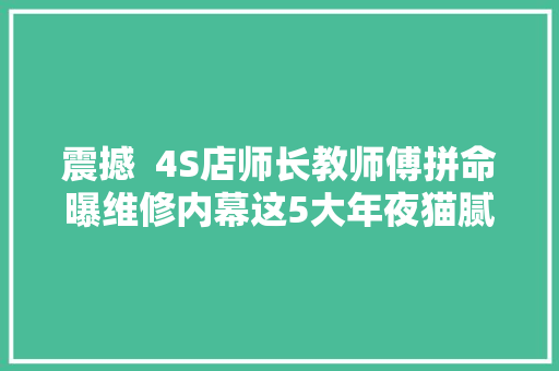 震撼  4S店师长教师傅拼命曝维修内幕这5大年夜猫腻要钱还要命