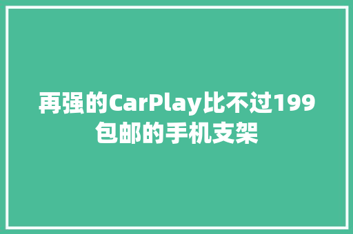 再强的CarPlay比不过199包邮的手机支架