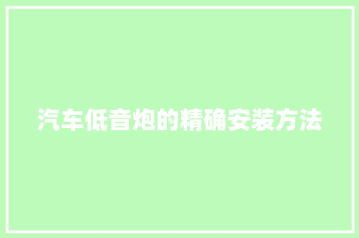 汽车低音炮的精确安装方法