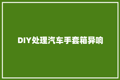 DIY处理汽车手套箱异响