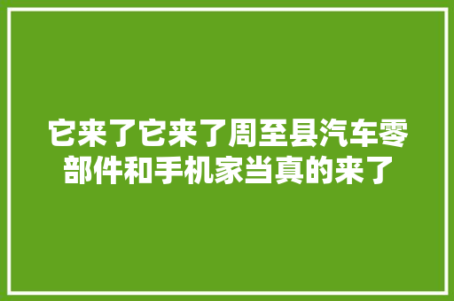 它来了它来了周至县汽车零部件和手机家当真的来了