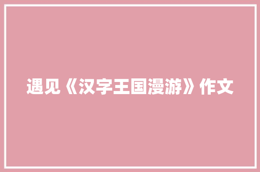 遇见《汉字王国漫游》作文