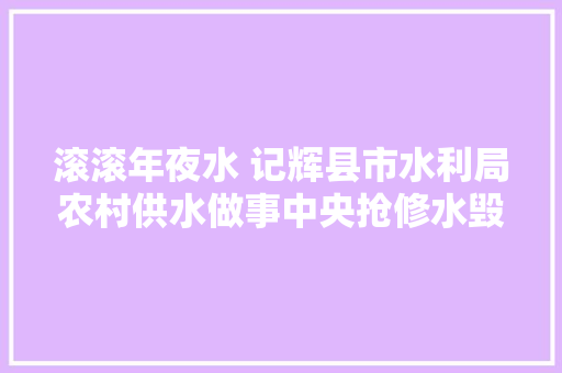 滚滚年夜水 记辉县市水利局农村供水做事中央抢修水毁工程的事迹