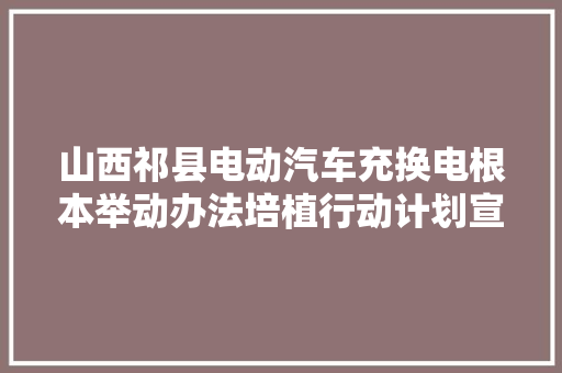 山西祁县电动汽车充换电根本举动办法培植行动计划宣告