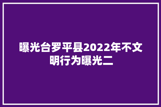 曝光台罗平县2022年不文明行为曝光二