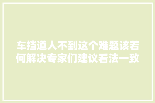 车挡道人不到这个难题该若何解决专家们建议看法一致即使司法空白也要有人去管