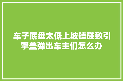 车子底盘太低上坡磕碰致引擎盖弹出车主们怎么办