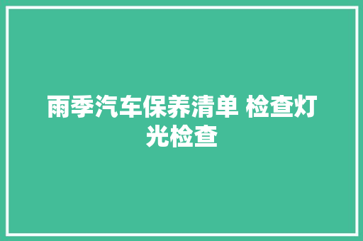 雨季汽车保养清单 检查灯光检查