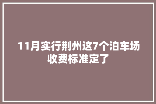 11月实行荆州这7个泊车场收费标准定了