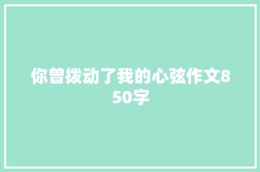 你曾拨动了我的心弦作文850字