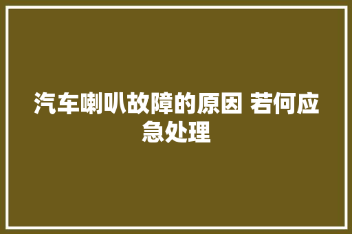 汽车喇叭故障的原因 若何应急处理