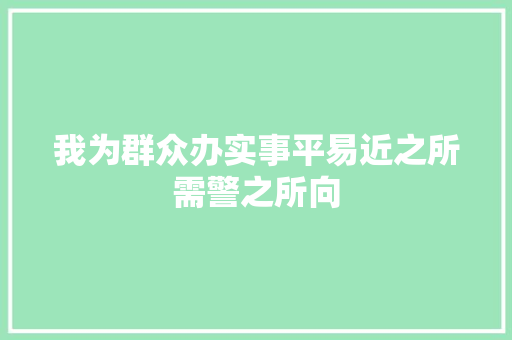 我为群众办实事平易近之所需警之所向