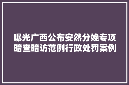 曝光广西公布安然分娩专项暗查暗访范例行政处罚案例