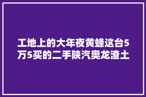 工地上的大年夜黄蜂这台5万5买的二手陕汽奥龙渣土车我很知足