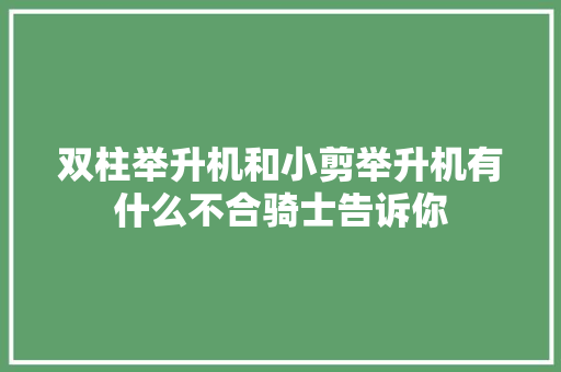 双柱举升机和小剪举升机有什么不合骑士告诉你