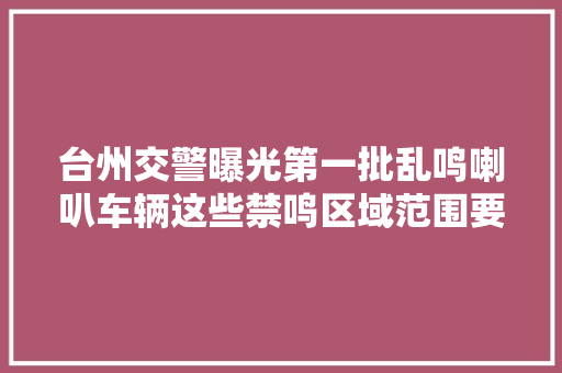 台州交警曝光第一批乱鸣喇叭车辆这些禁鸣区域范围要记牢