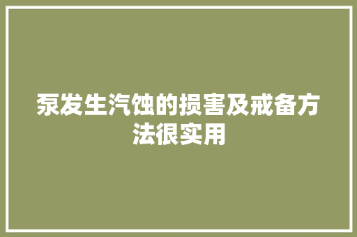 泵发生汽蚀的损害及戒备方法很实用