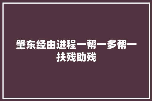 肇东经由进程一帮一多帮一扶残助残
